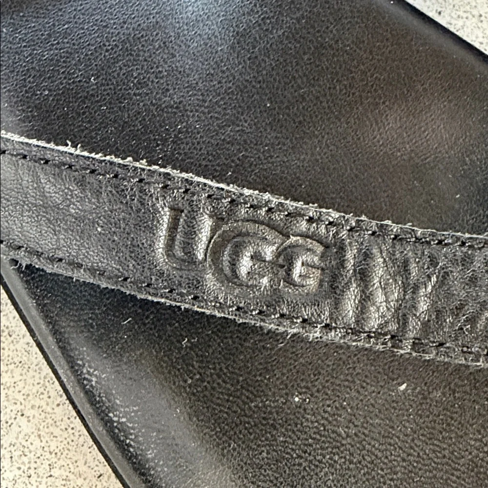 UGG Men’s Black Leather Flip Flop Sandals